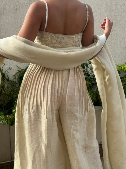 Beige Crop top & Palazzo Set